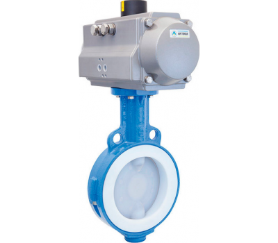 PTFE wafer butterfly valve for corrosive fluids